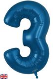 Oaktree 34inch Number 3 Metallic Navy Blue - Foil Balloons